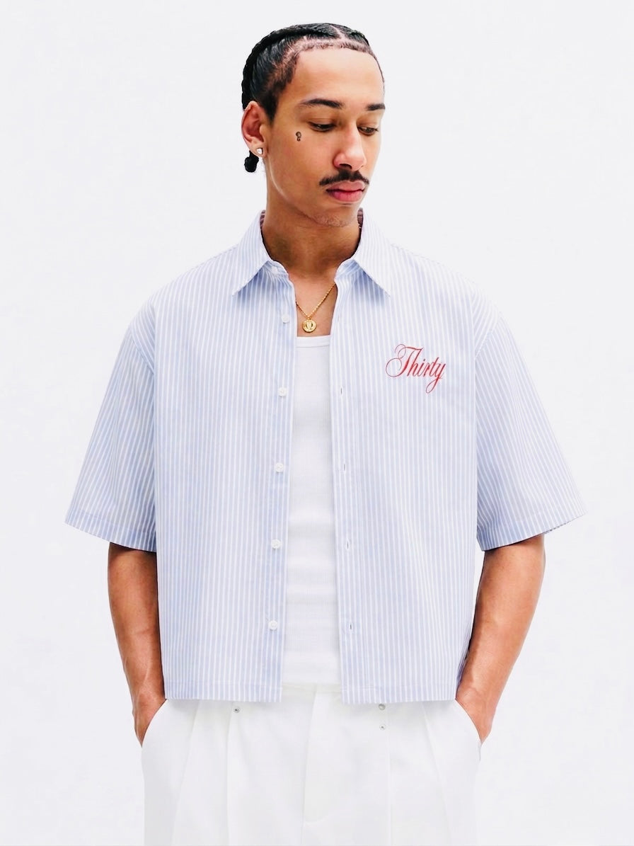 THIRTY Oxford striped boxy fit shirt