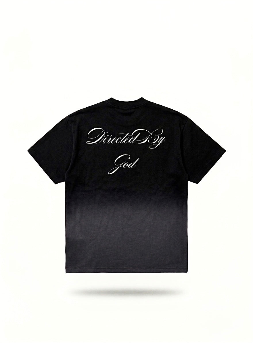 DIRECTED BY GOD black ombré wash
