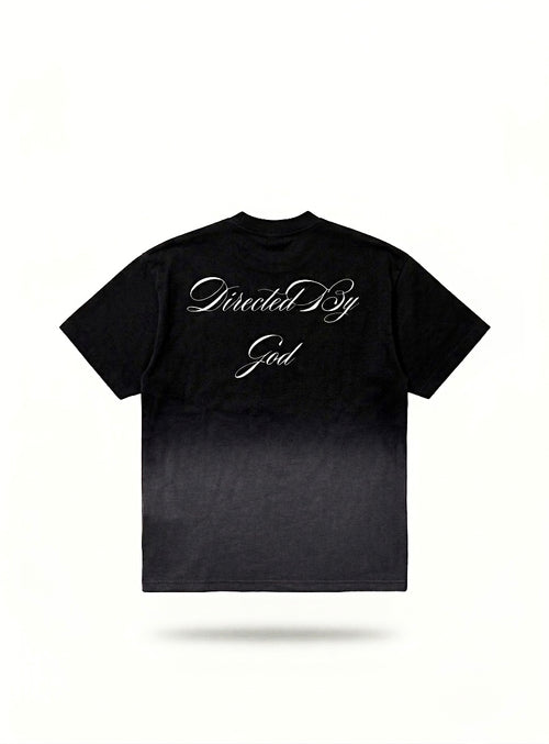 DIRECTED BY GOD black ombré wash